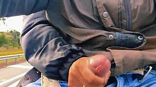 Hotwife Safada Jerks Off on Road Until Cum, Nearly Caught