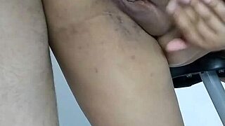 gym instructor rims hot brunette's ass