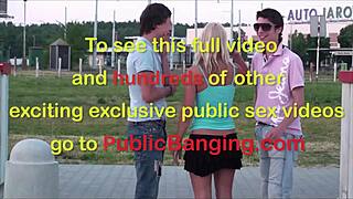 this cute young girl risks a public gangbang threesome with two teens