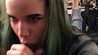 Emo Teen Poses for Sloppy Blowjob