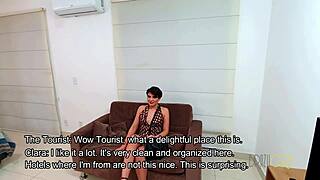 tourist in brazil's capital fucks cute short-haired brazilian slut with big nipples.