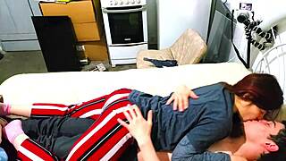Young beauty gets it from a hot guy with a big dick