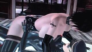 Roxina in rubber gear joins the gay orgy at the sex villa.