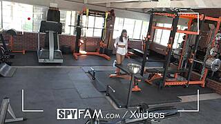 step sister catches wimpy step bro peeping on her masturbating