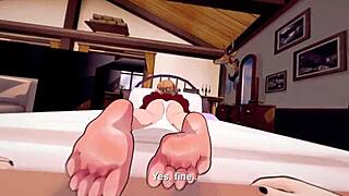 Emotional sensations build as virtual feet tease in sword art online hentai