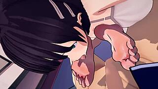 Emotional sensations build as virtual feet tease in sword art online hentai