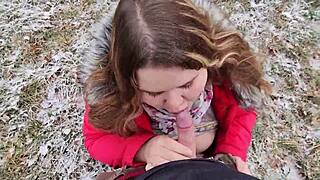 Ever tried a sloppy outdoor blowjob from a curvy girlfriend?