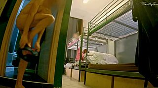 ever seen a hostel mixed room shower with flashing and masturbation?