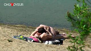 Naughty Teen PAWG Caught Riding Boyfriend on Public Beach