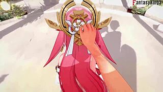 yae miko fucking with ahegao face in genshin impact fantasy