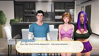 stepsister in anime cartoon game swallows everything from huge scene