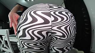 Tight Shorts Slip Off Her Round Ass. Wild Sex Follows on the Table