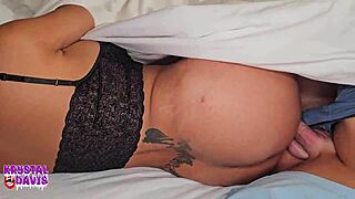 A curvy woman shares a bed with her stepson and gets some hot action