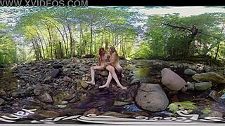 Ana Molly and Belle having lesbian fun outdoors