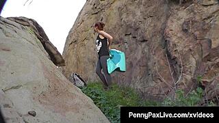 Penny Pax, a backpacker gets some love from the owner of the land she is camping on and that includes a hot scene in the woods