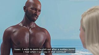 3d animation features blonde girl relaxing on sunny beach