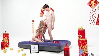 Li zhiyan, a brunette Chinese girl enjoys adult games