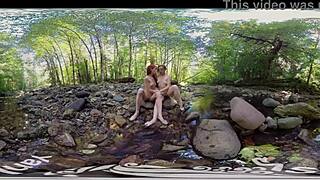 Ana Molly and Belle having lesbian fun outdoors