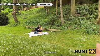 how does this hunter bang a czech babe in pantyhose outdoors?