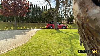 Debt4k bitch gets slammed hard in outdoor POV Czech action.