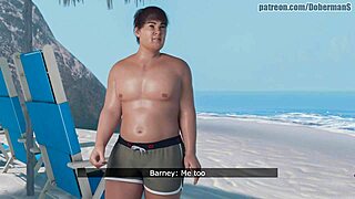 3d animation features blonde girl relaxing on sunny beach