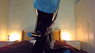 lick my boots, loser, and polish them with your tongue in femdom domination