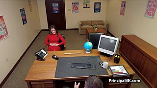 this milf in lingerie worked her charm on the head teacher. she gave a deepthroat in his office!