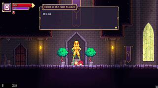 Scarlet maiden enjoys futanari blowjob at gloryhole in caves