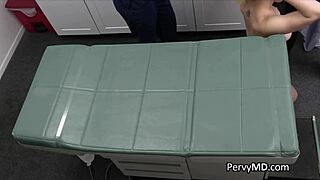 Doctor examines busty inked surrogate patient in office