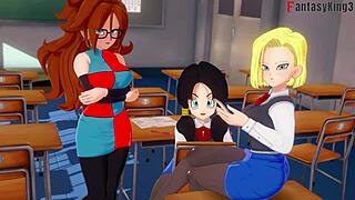 dragon ball zex android 18 fucking in bikini with android 21 😏