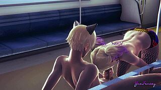 Harley Quinn's Femboy Hand And Mouth Skills!