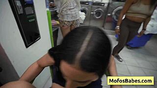 Slutty Nikki Mars Sucks Jason Legends at Laundromat