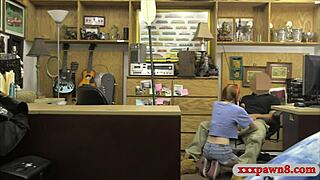 Very tiny tits babe gets pounded by pawn dude in the office