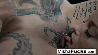 charlotte stokley receives unexpected oral surprise on tattooed pussy from babe