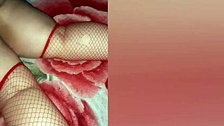 Latina milf in red stockings seduces her roommate with sexy lingerie