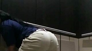 Hey, in the elevator scene, that ebony babe fingers her small tits and masturbates to a monster cum orgasm.