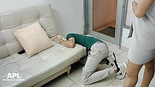 Horny neighbor always finds excuses for passionate fucks