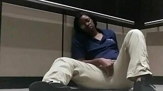 Hey, in the elevator scene, that ebony babe fingers her small tits and masturbates to a monster cum orgasm.