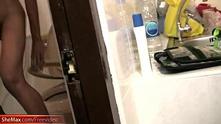 Ebony Ladyboy Smokes And Pees Before Jizzing Into Condom With Passion