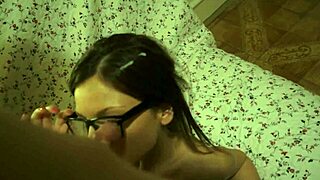 Nerdy teen's cumshot compilation on glasses!
