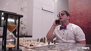 French milf stepmom seduces nerdy Nathan Bronson with big tits.