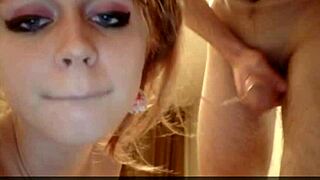 Blonde teen 18+ couple engages in blowjob and sex on webcam, sharing their intimate moments with amateurs online.