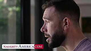 Sophia Burns oils up for neighbor’s hard fuck while dad’s away