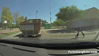 Chubby teen 18+ eagerly swallows cocks at outdoor gloryhole