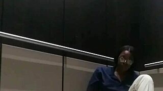 Hey, in the elevator scene, that ebony babe fingers her small tits and masturbates to a monster cum orgasm.