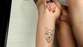 Horny tattooed stepdaughter rides cock intensely, sucking and taking anal.