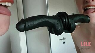 i deepthroat my dildo and it makes my shaved pussy so wet