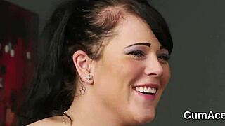 Frisky Hottie Gets Cum Shot on Her Face Gulping All the Ejaculate