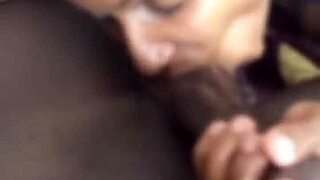 Beautiful amateur gets a big black cock in her mouth and ass