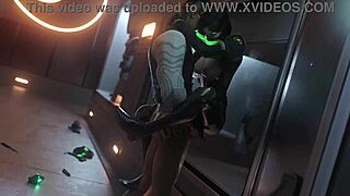 3D animated creampie and kissing scene with a babe